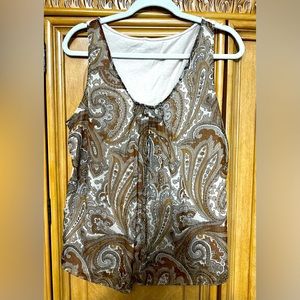 Brown paisley blouse with double front layer